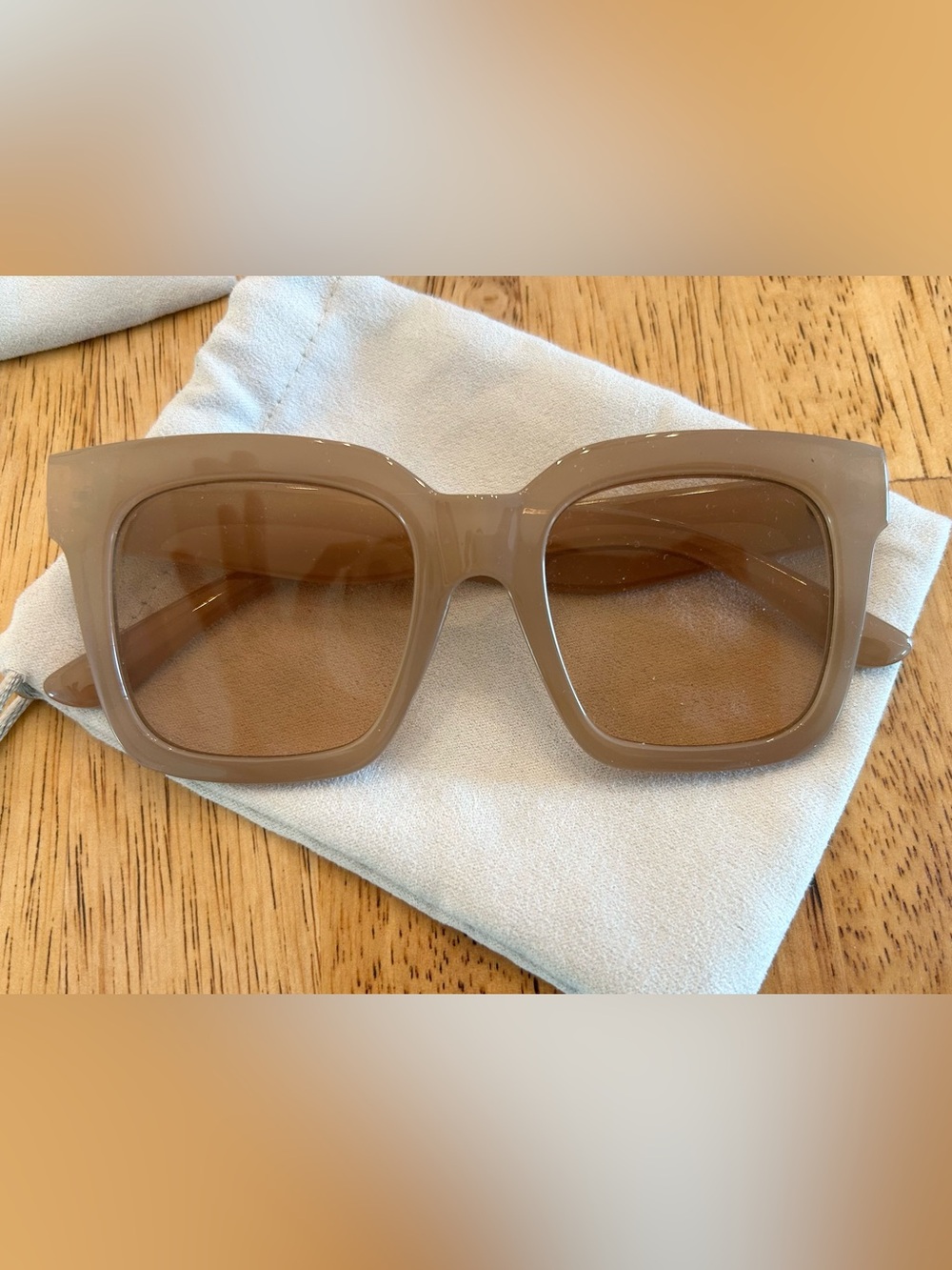 Taupe Square Sunglasses with Brown Lenses